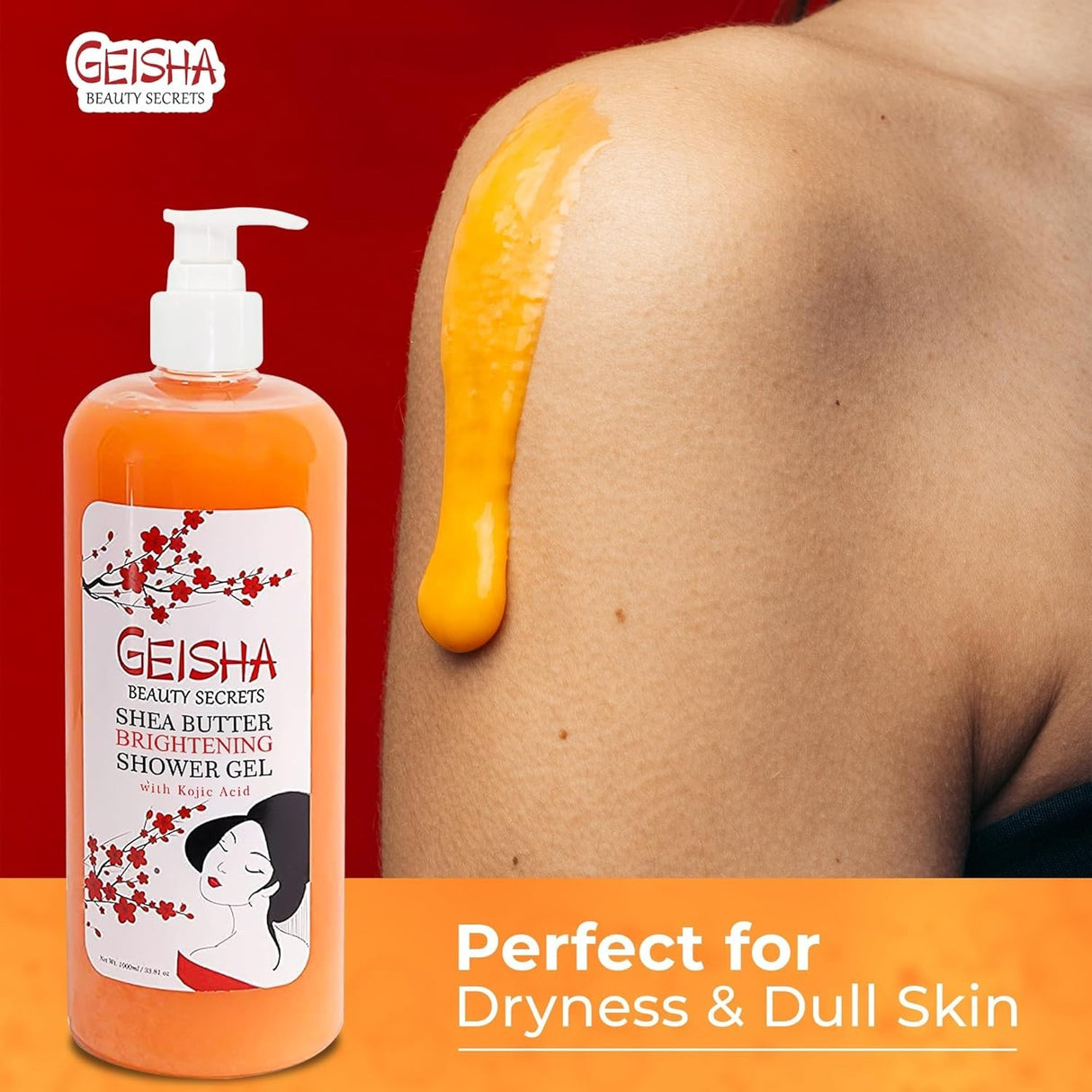 Geisha Beauty Secrets Kojic Acid Shea Butter Brightening Shower Gel 33.8 oz