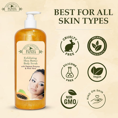 Organic Extract of Papaya Exfoliating Shea Butter Body Scrub 33.8 oz