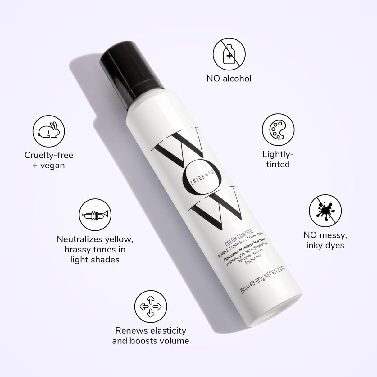 Color Wow Color Control Purple Toning + Styling Foam 6.8 oz