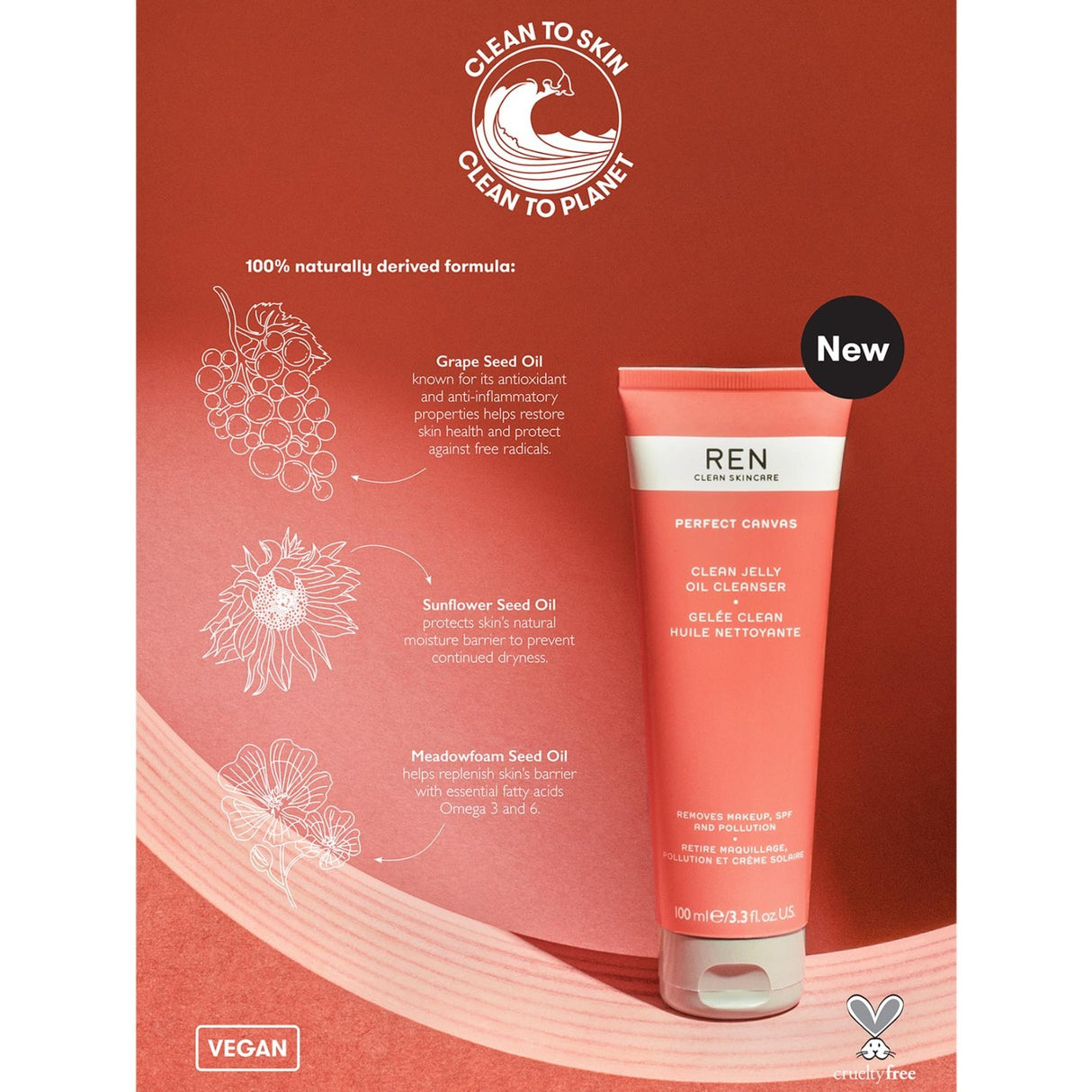 Ren Perfect Canvas Clean Jelly Oil Cleanser 3.3 oz