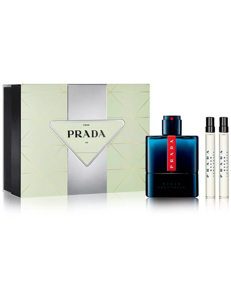 Luna Rossa Ocean by Prada Fragrance for Men 3 Piece Gift Set