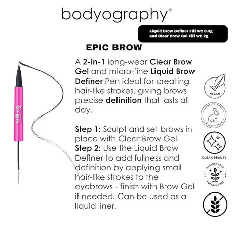 Bodyography Epic Brow 2-in-1 Clear Brow Gel - Brown