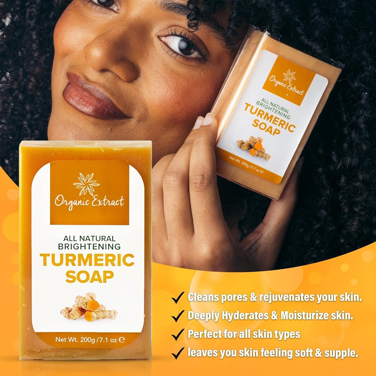Organic Extract All Natural Brightening Turmeric Soap 7 oz