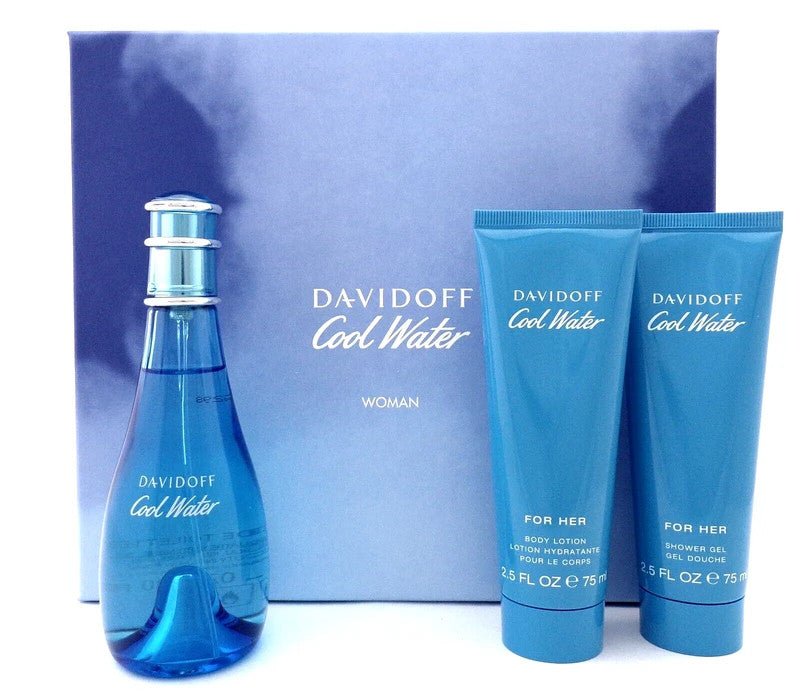 Cool Water by Davidoff Fragrance For Women 3 Piece Gift Set