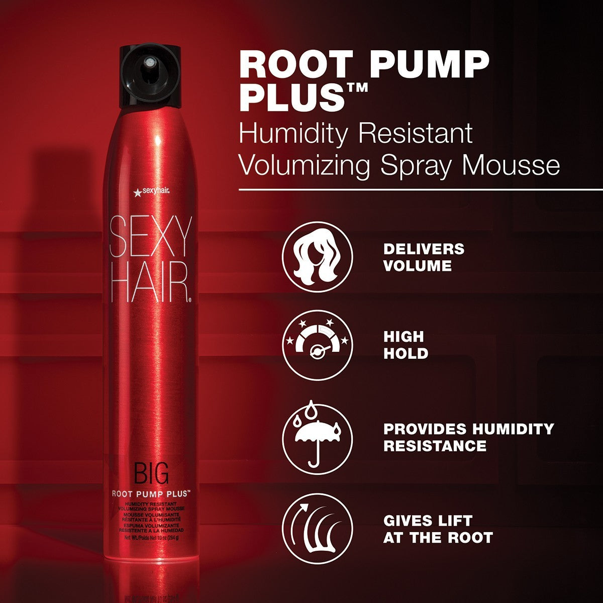 Big Sexy Hair Root Pump Plus Humidity Resistant Volumizing Spray Mousse 10 oz