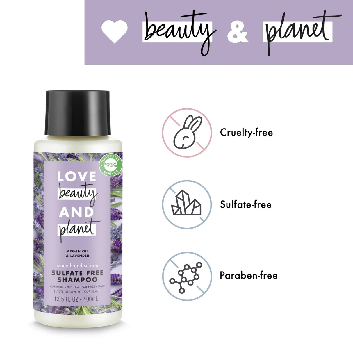 Love Beauty and Planet Argan Oil & Lavender Sulfate Free Shampoo 13.5 oz