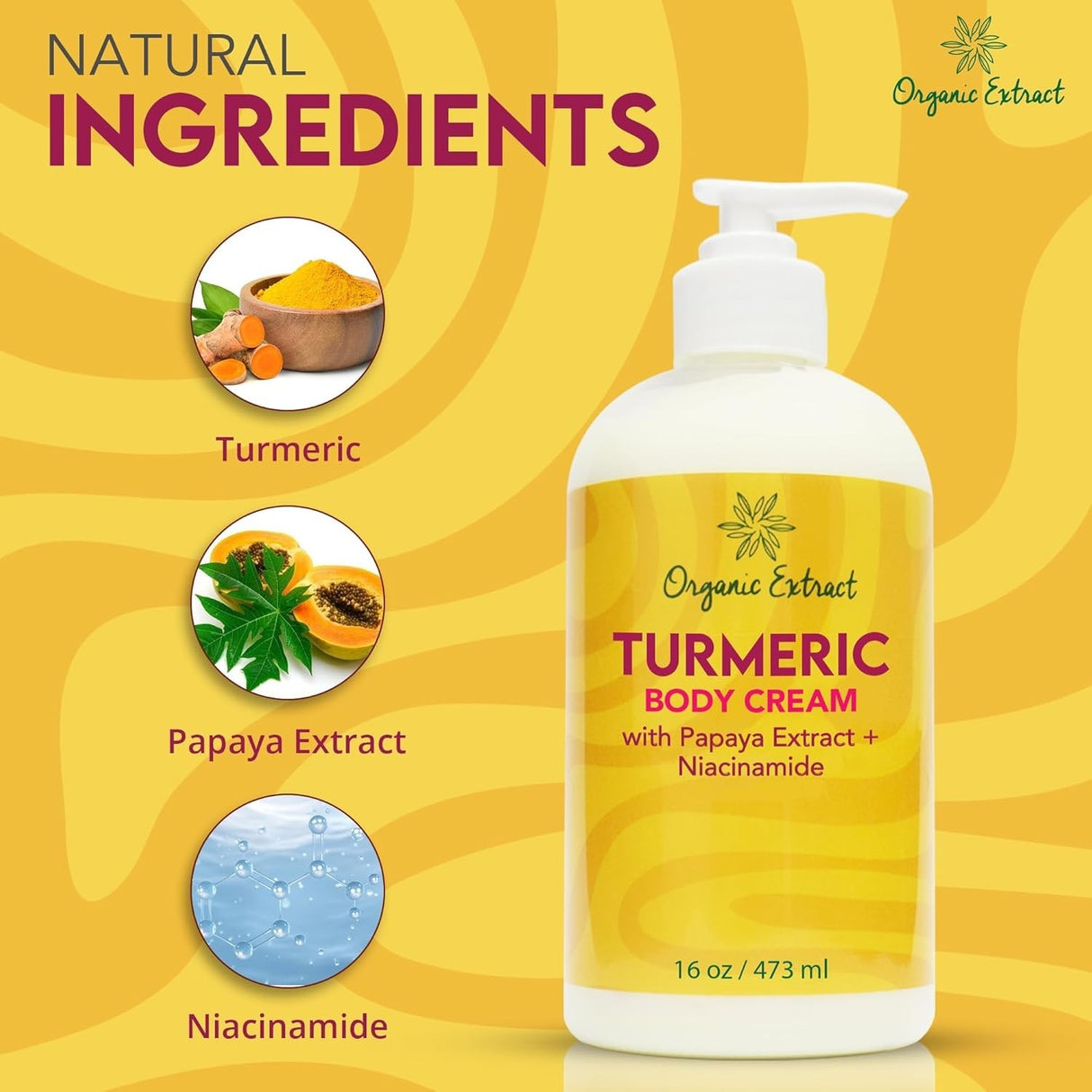 Organic Extract Turmeric Body Cream 16 oz