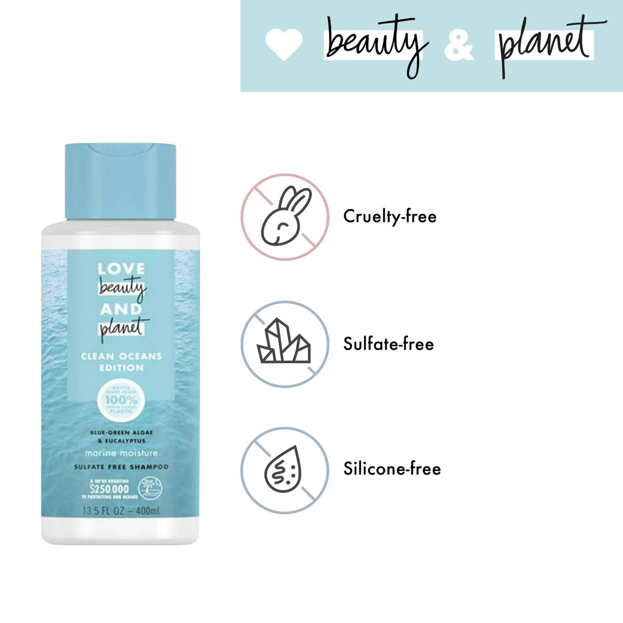 Love Beauty and Planet Marine Moisture Sulfate Free Shampoo 13.5 oz