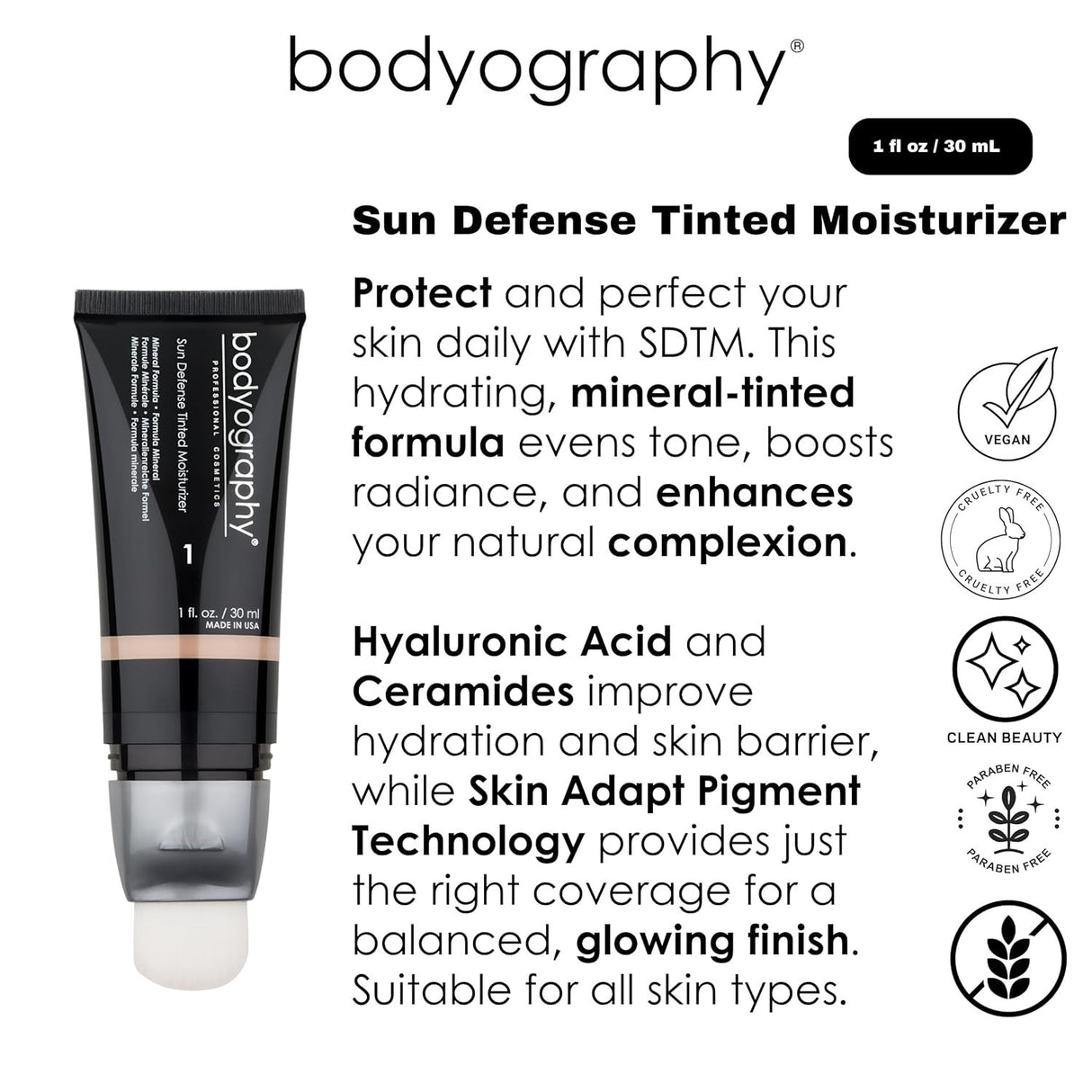 Bodyography Sun Defence Tinted Moisturizer Medium 1 oz