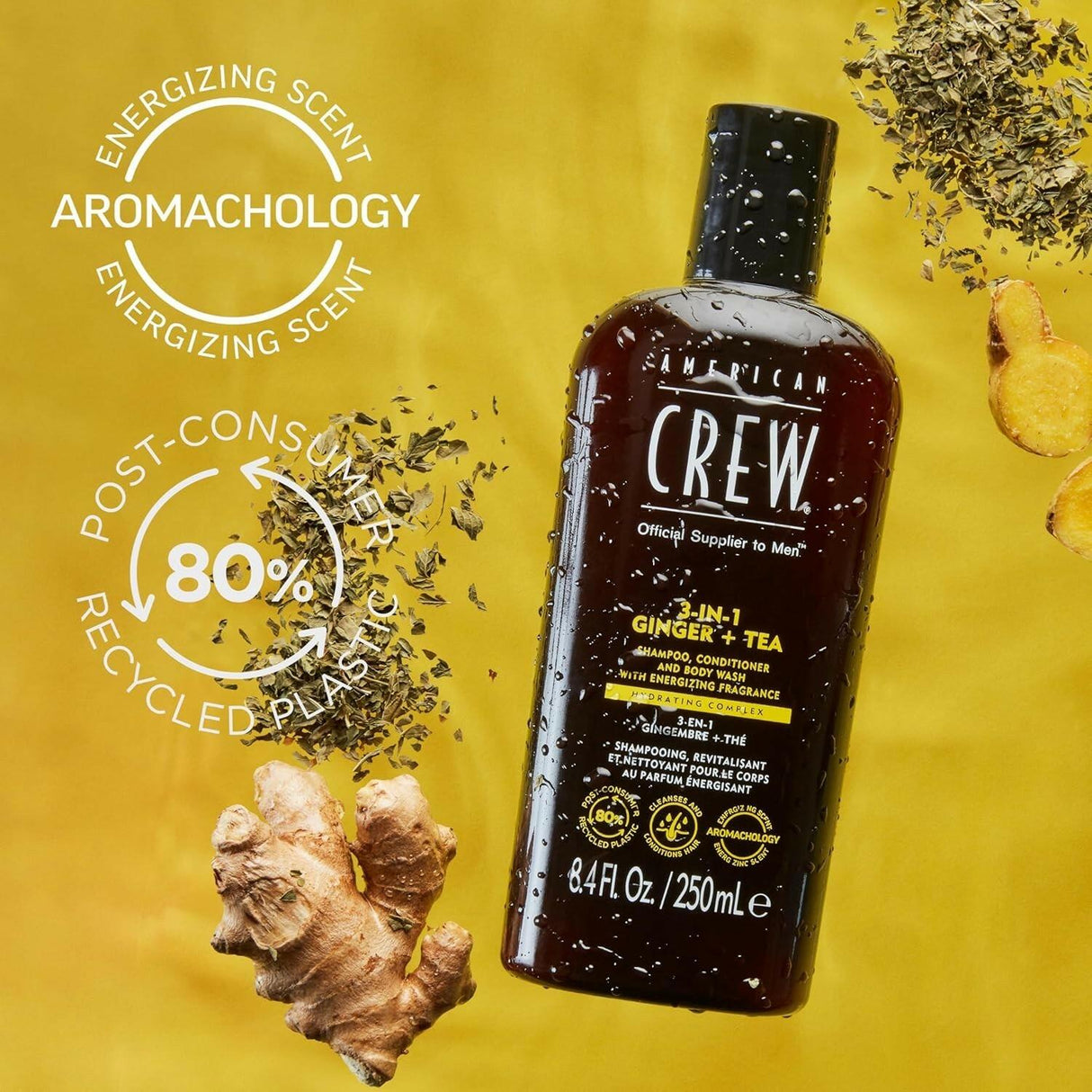 American Crew 3-in-1 Ginger +Tea Shampoo, Conditioner and Body Wash 33.8 oz