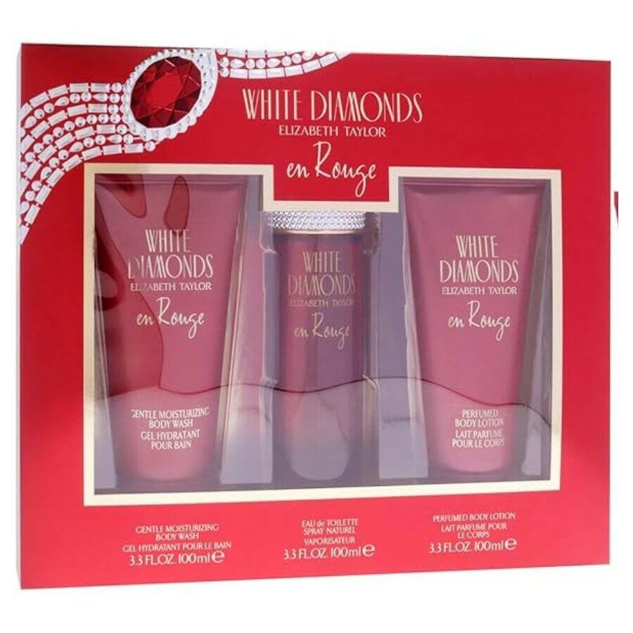 White Diamonds en Rouge by Elizabeth Taylor Fragrance for Women 3 Piece Gift Set
