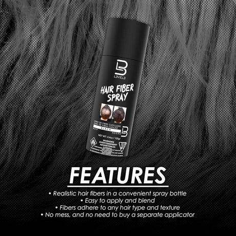 L3VEL3 Black Hair Fiber Spray 4.4 oz