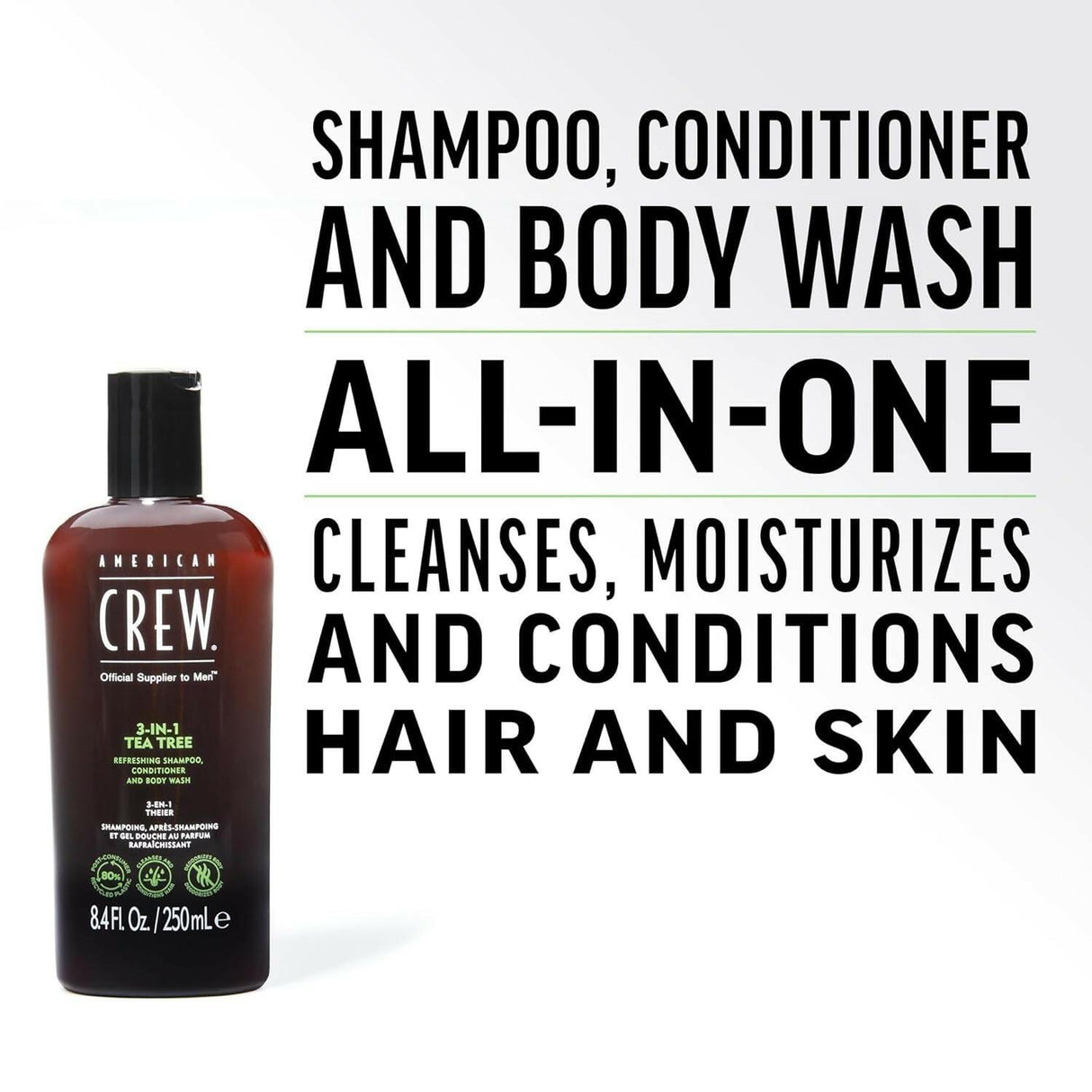 American Crew 3-in-1 Tea Tree Shampoo, Conditioner and Body Wash 33.8 oz