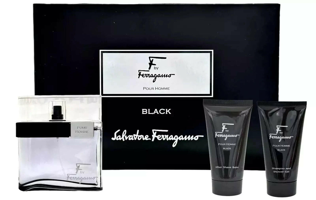 F by Ferragamo Black by Salvatore Ferragamo Fragrance for Men 3 Piece Gift Set