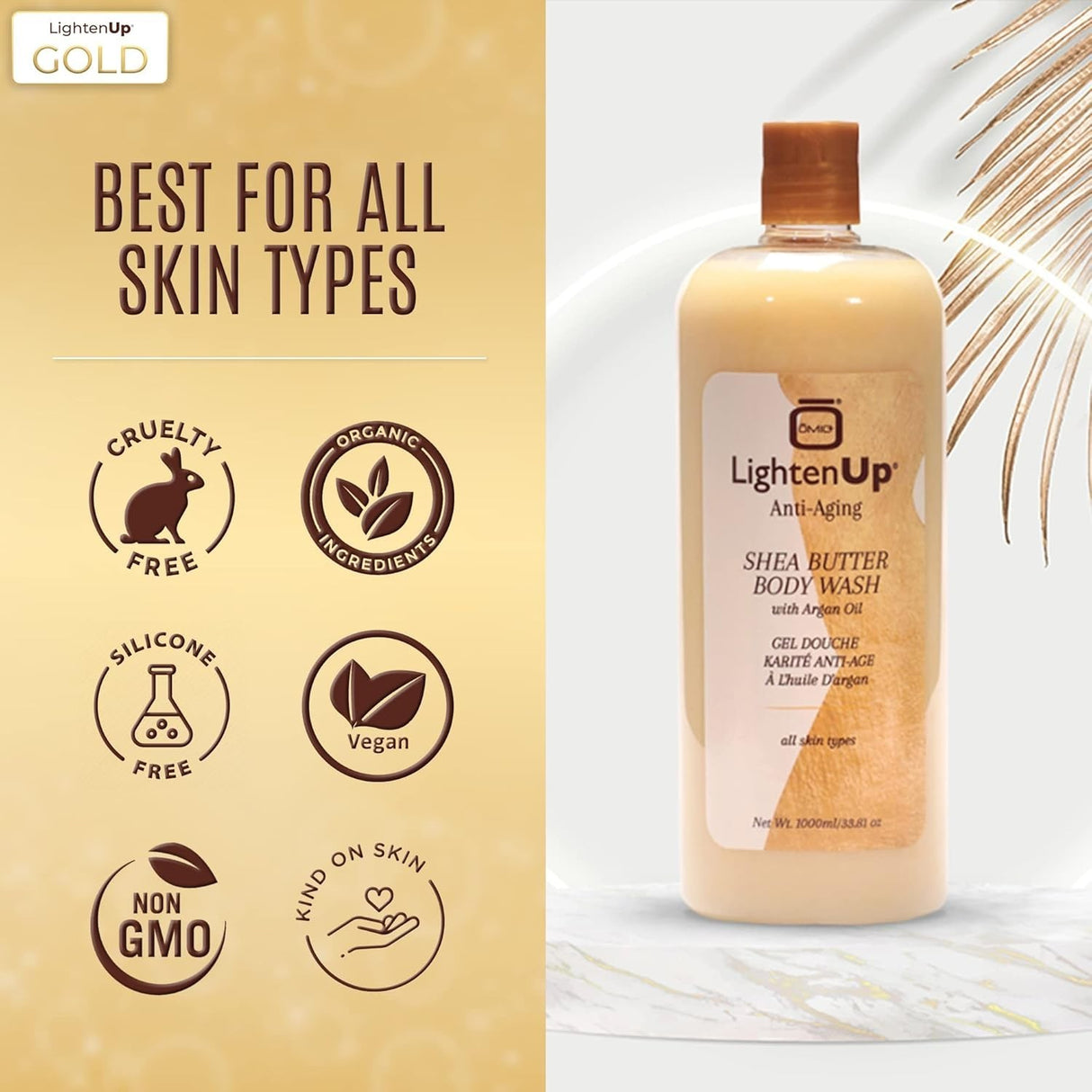 Omic LightenUp Gold Anti-Aging Shea Butter Body Wash 33.8 oz