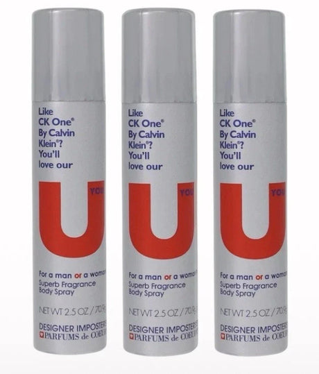 Designer Imposters U You Fragrance 2.5 oz Body Spray ( 3 Pack)