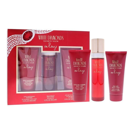 White Diamonds en Rouge by Elizabeth Taylor Fragrance for Women 3 Piece Gift Set