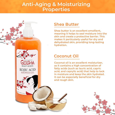 Geisha Beauty Secrets Kojic Acid Shea Butter Brightening Shower Gel 33.8 oz