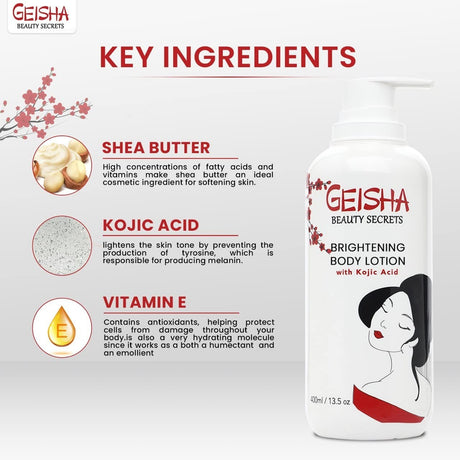 Geisha Beauty Secrets Kojic Acid Skin Brightening Body Lotion 13.5 oz