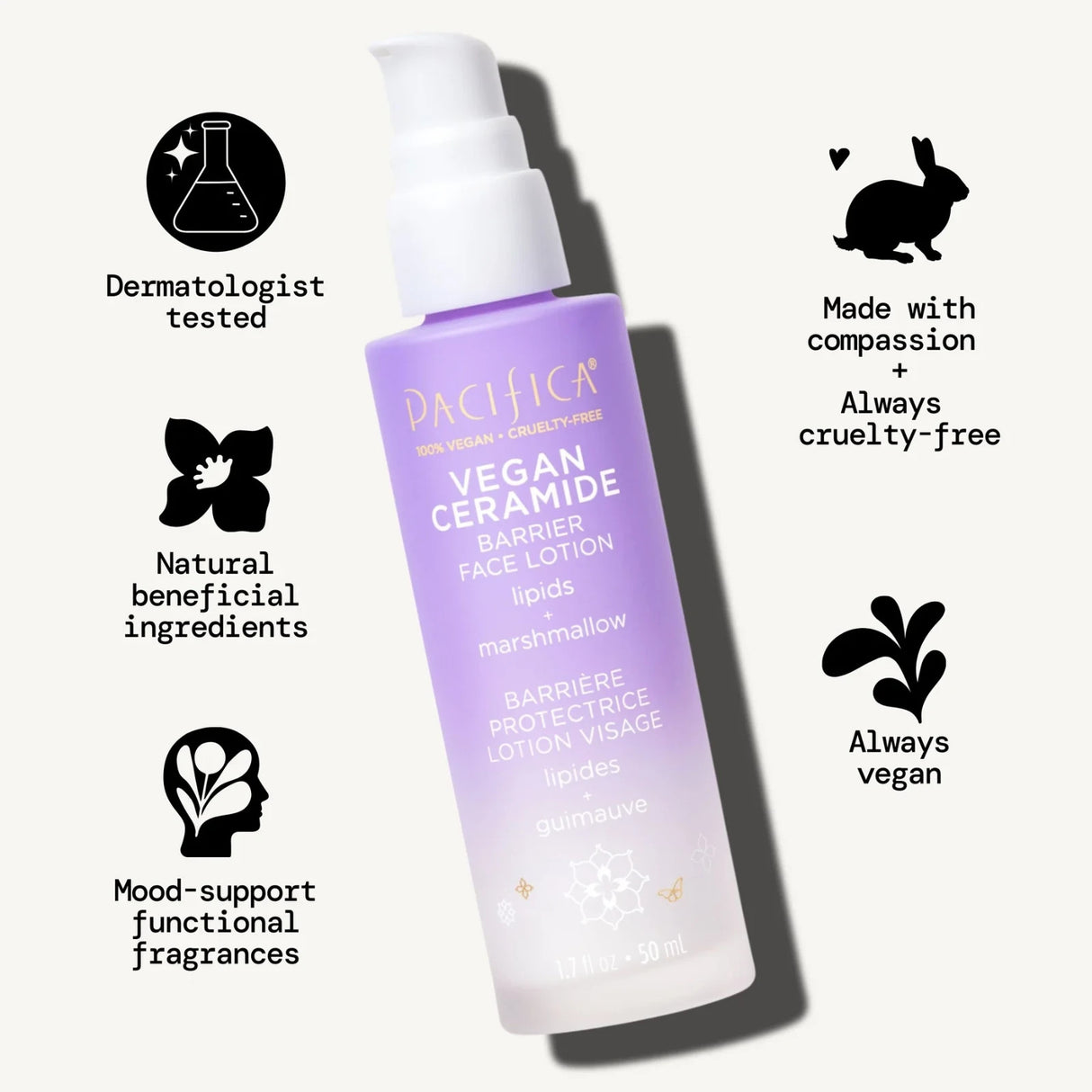 Pacifica Vegan Ceramide Barrier Face Lotion 1.7 oz