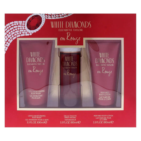 White Diamonds en Rouge by Elizabeth Taylor Fragrance for Women 3 Piece Gift Set