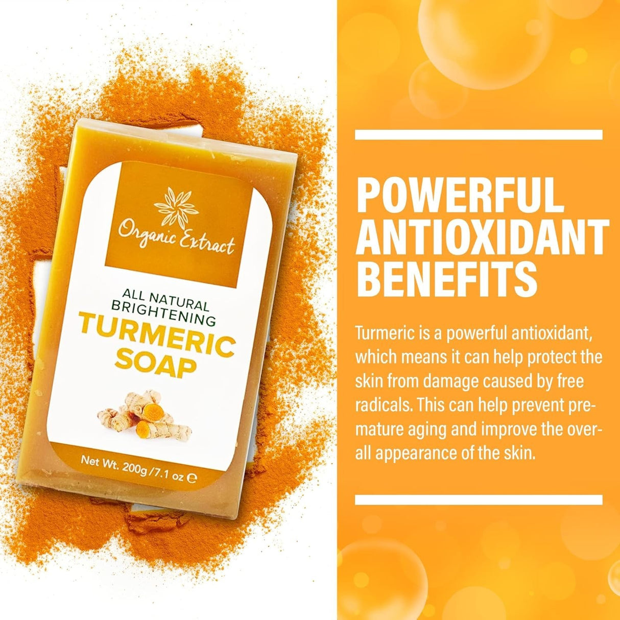 Organic Extract All Natural Brightening Turmeric Soap 7 oz