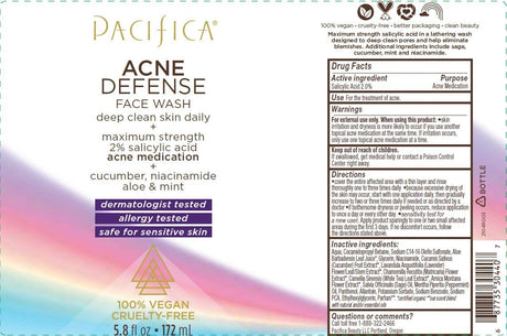 Pacifica Acne Defense Face Wash 5.8 oz