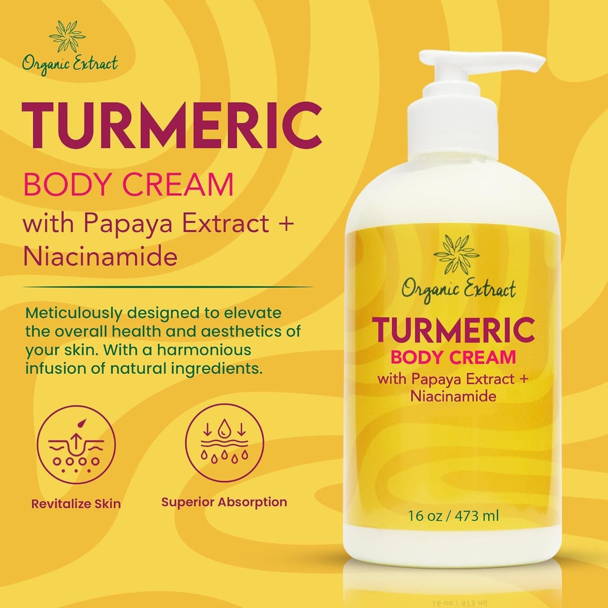 Organic Extract Turmeric Body Cream 16 oz