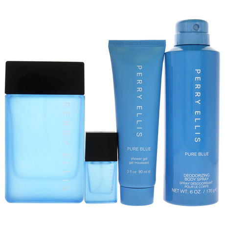 Perry Ellis Pure Blue Fragrance for Men 4 Piece Gift Set