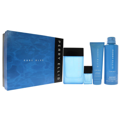 Perry Ellis Pure Blue Fragrance for Men 4 Piece Gift Set