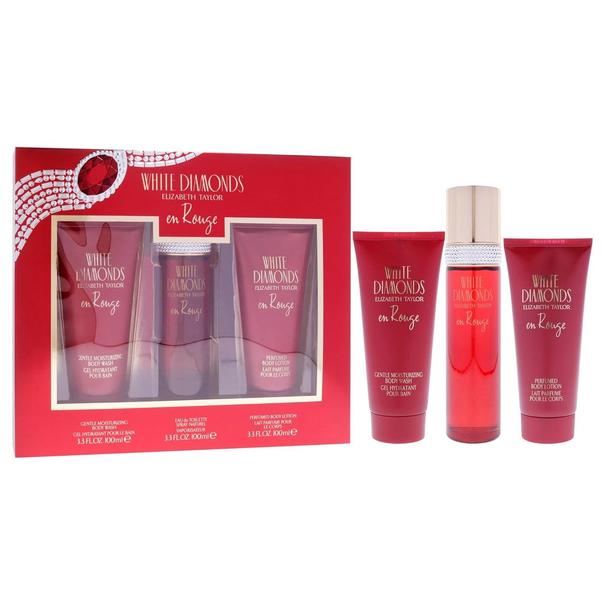 White Diamonds en Rouge by Elizabeth Taylor Fragrance for Women 3 Piece Gift Set