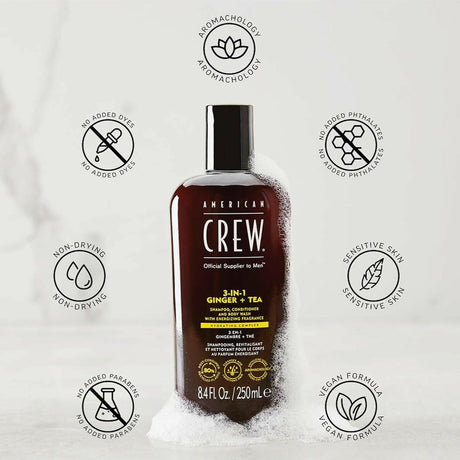 American Crew 3-in-1 Ginger +Tea Shampoo, Conditioner and Body Wash 33.8 oz