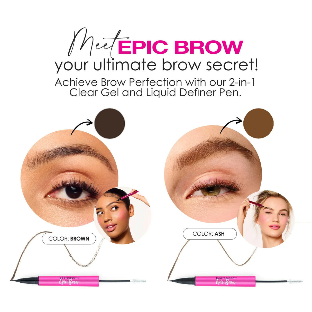 Bodyography Epic Brow 2-in-1 Clear Brow Gel - Brown