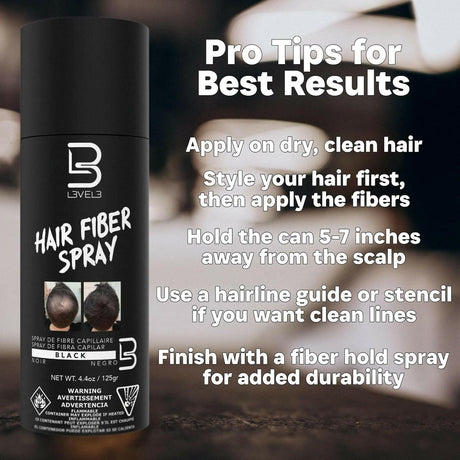 L3VEL3 Black Hair Fiber Spray 4.4 oz