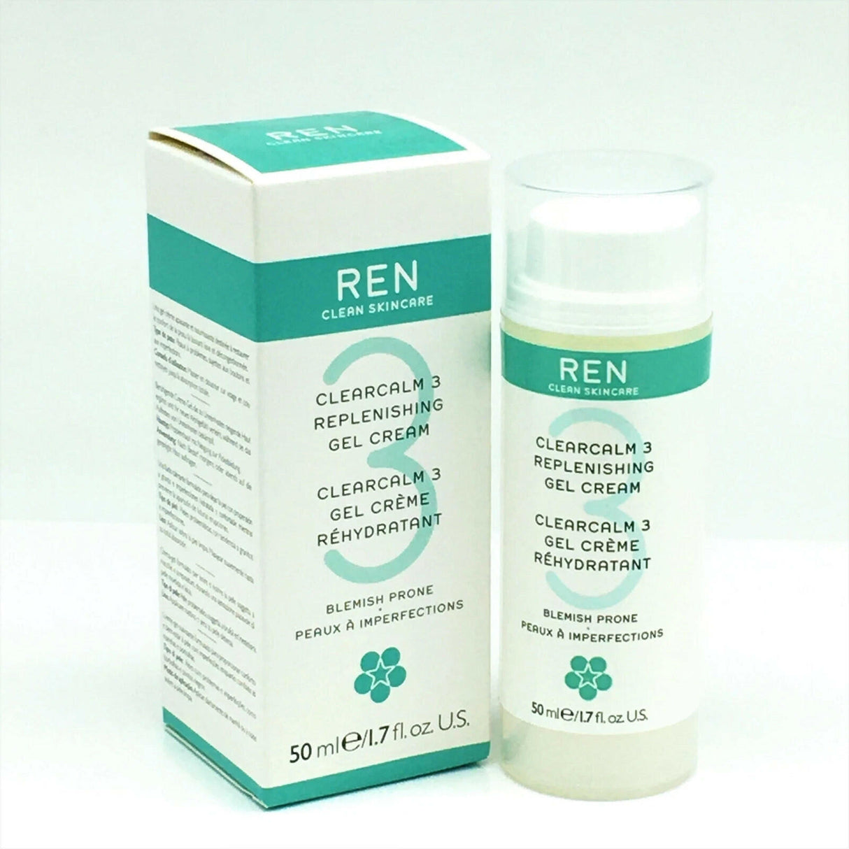 REN Clearcalm 3 Replenishing Gel Cream Blemish Prone 1.7 oz