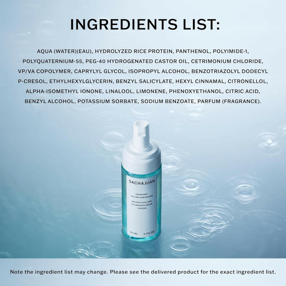 Sachajuan Ocean Mist Volume Hair Mousse 5.1 oz