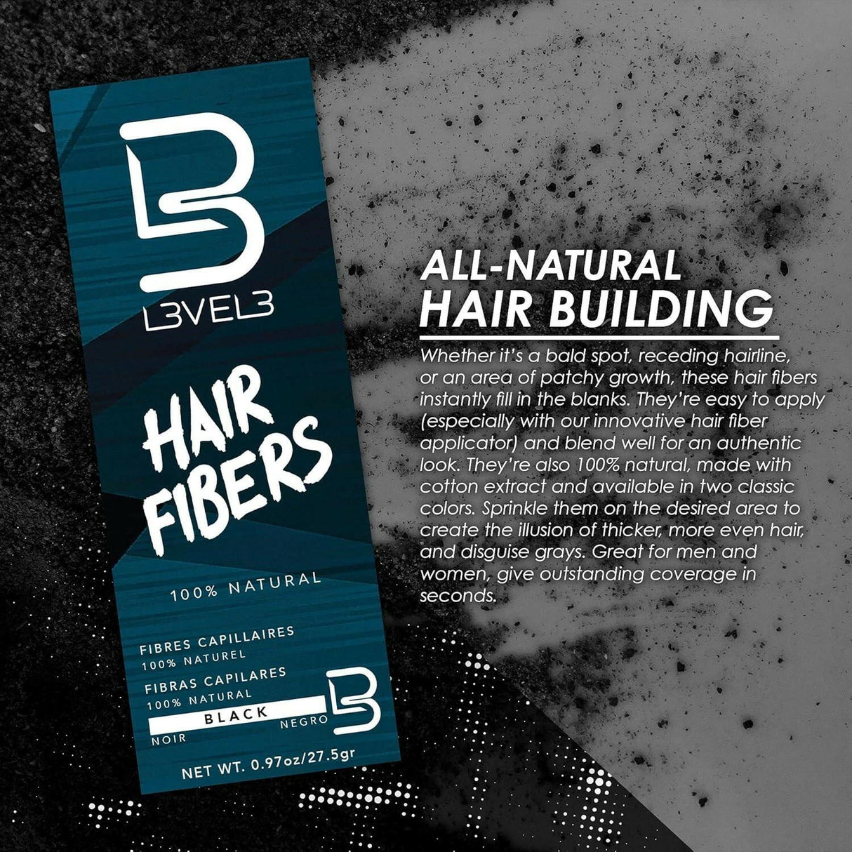 L3VEL3 Black Hair Fibers 0.97 oz