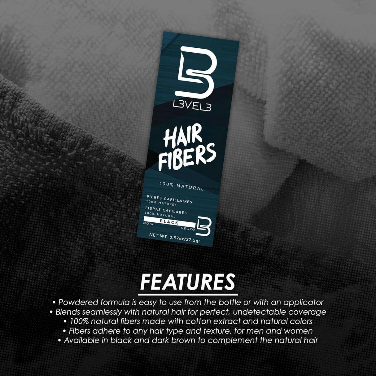 L3VEL3 Black Hair Fibers 0.97 oz